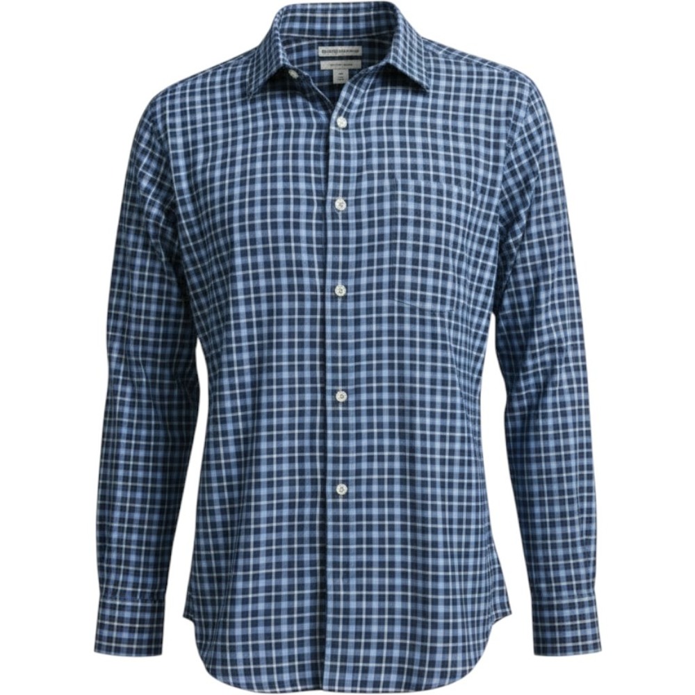 Amazon Essentials Mens XXL Blue Gingham Plaid Long Sleeve Button Down Shirt